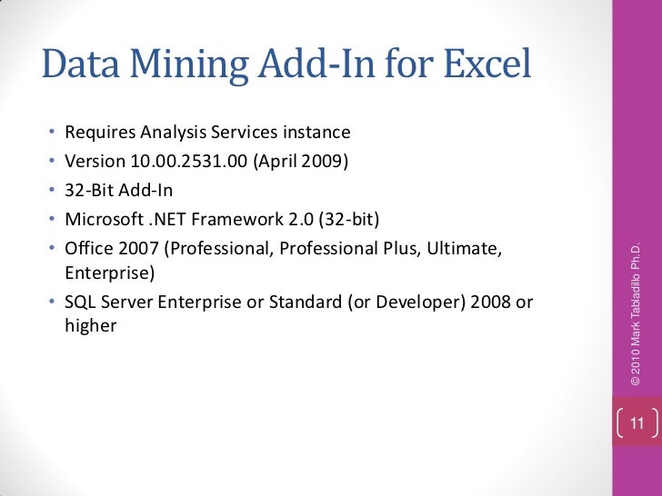 data mining add in excel 2010
